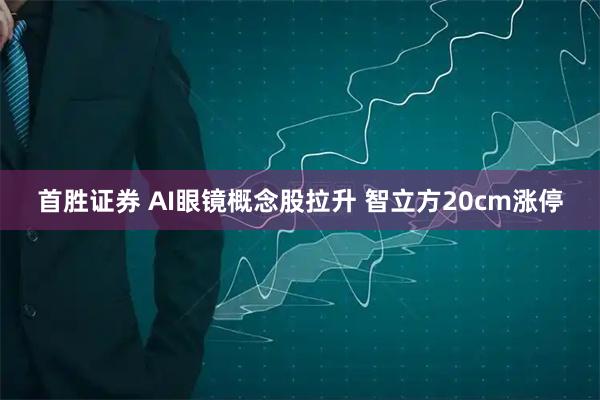 首胜证券 AI眼镜概念股拉升 智立方20cm涨停